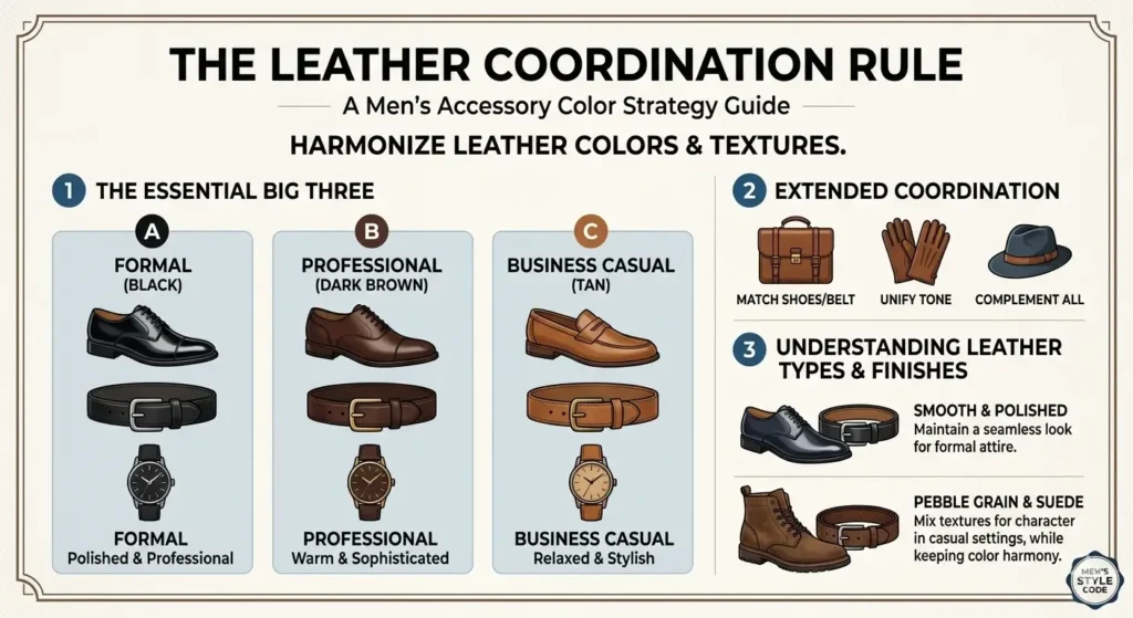 The Leather Coordination Rule in Color Strategy Men's Accessory